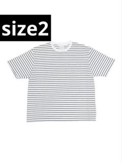 KAJA HIGH GAUGE BORDER POCKET TEE ovy 白