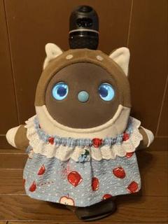 ラボ服⭐︎らぼ服 リップル生地 りんご飴柄の水色のゆったり楽ちんワンピース♡