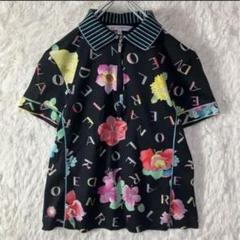 極美品 レオナールスポーツ ポロシャツ 半袖 花柄 総柄 日本製 Ｍ 極美品 レオナールスポーツ ポロシャツ 半袖 花柄 総柄 日本製