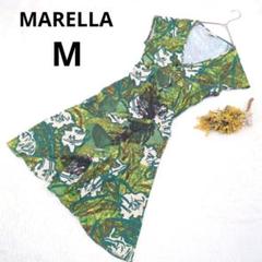 【マレーラ】 ワンピース M 緑 イタリア製 ボタニカル 花柄 膝丈 春夏秋