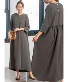 【新品未使用 】STYLE DELI バックギャザーAラインロングワンピースのサムネイル