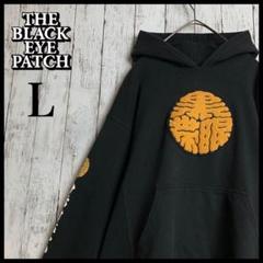 【即完売Lサイズ】ブラックアイパッチ☆ビッグパイルロゴ入りパーカー/2438