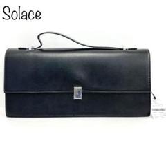 【Solace】タグ付　ワイドスクエア2wayショルダーバッグ　ブラック