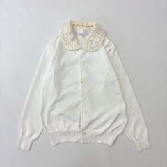 TAO COMME des GARCONS(タオコムデギャルソン) カーディガン サイズM レディース美品  - アイボリー×白 長袖/刺繍/フラワー(花) TAO COMME des GARCONS(タオコムデギャルソン) カーディガン