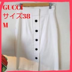 GUCCI♥️タイトスカート ひざ丈 ホワイト 白 サイズ38 M コットン