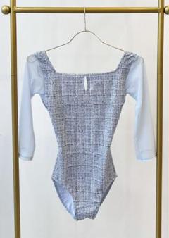 新品⭐︎stina スティナレオタード　Mサイズ stina / type N back ribbon / lace flower sapphire blue