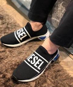 20SS★ディーゼル ロゴプリント入り ソックススニーカー ブラック