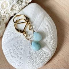 ドミニカ産 ラリマー 天然石ピアス アクセサリー ハンドメイド サーフィンピアス