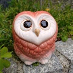 信楽焼　3号ピンクのふくろう　フクロウ　ふくろう