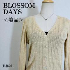 【美品】ブロッサムデイズ Vネックカーディガン ケーブル編み M相当 ベージュ