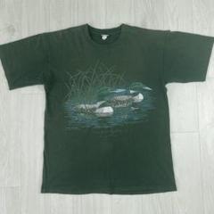90s　カナダ製　シングルステッチ　鴨　カモ　アート　アニマル　Tシャツ