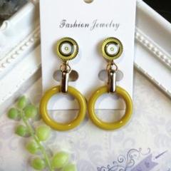 イエロー フープピアス/イヤリング(ハンドメイド)