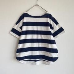 ハッシュアッシュ ボーダー柄 コットン Tシャツ M 夏カジュアル 半袖 マリン