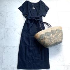 ☆極美品☆ADORE ワンピースベルト付きネイビー38
