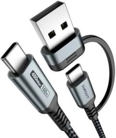 2in1 USB 1M 100W急速充電 充電ケーブルUSB A/C