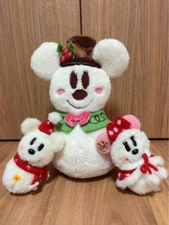 ディズニー　クリスマス　ミッキー　ミニー　雪だるま　ぬいぐるみバッジ　セット売り