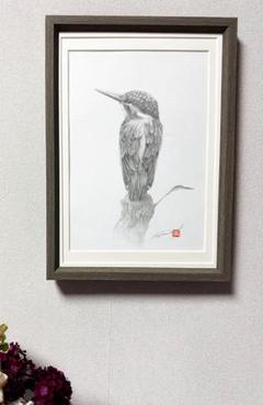 鉛筆アート「カワセミ」真筆、1点物 鉛筆アート「カワセミ」真筆、1点物 - メルカリ