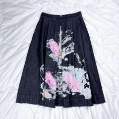 美品✨マックスアンドコー　Max Mara プリントデニムスカート　黒デニム　M