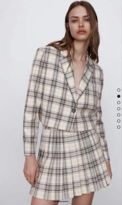 ZARA チェックジャケット、スカショ セットアップ