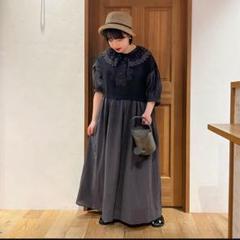 TSUHARU⋈自由が丘限定⋈モチーフレース貼り切替ワンピース 今期新品自由が丘限定 TSUHARUツハル モチーフレース貼り切替