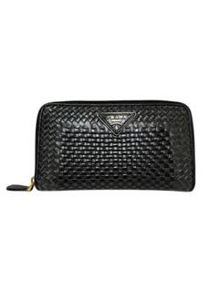 PRADA（プラダ ）マドラス 編み込みレザー ラウンドファスナー長財布 PRADA（プラダ ）マドラス 編み込みレザー ラウンドファスナー長