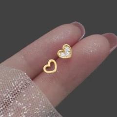 ミニハートピアス アシンメトリー ゴールド 金色 小粒 小さい No31