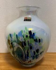 大きめガラス花瓶 抽象模様