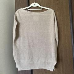 BEARDSLEY - BEARDSLEY ウールニットチュニック　ベージュ　ビアズリー　長袖　フレアー BEARDSLEY（ビアズリー）の「裾刺繍ニット（ニット/セーター