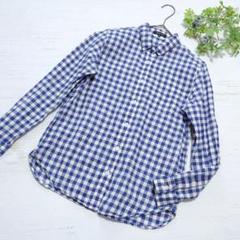 【美品】INDIVI インディヴィ 麻 リネン ギンガムチェック シャツ M