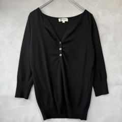 ミッシェルクラン Vネックニット 38/M ボートネックニット 綿混 七分袖