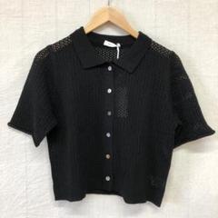 タグ付 FASHIRU 麻混メッシュニットカーディガン 半袖 クロシェ