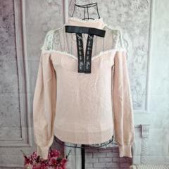 Ank Rouge　薄手ニット　トップス　リボン　ピンク　ドット　レース