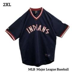 インディアスベースボールシャツMLB刺繍ロゴワッペン野球スポーツUSAp製古着