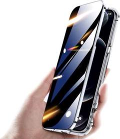 iPhone14pro ガラスケース クリア 両面 シルバーiphoneケース