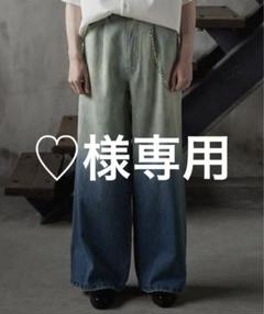 ♡【CLEL core.】グラデーションデニム ブルー L CLEL core.】Heavy Ounce Gradient Denim and Wallet Chain