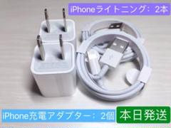 2個Apple純正品質電源アダプター充電器と2本iPhoneライトニングケーブル