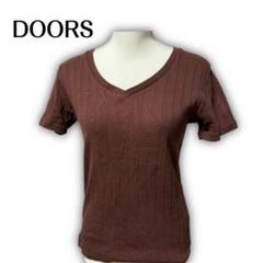 603★【DOORS】ドアーズ　トップス　Tシャツ　Vネック　ボルドー系　茶色系