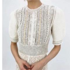 Verybrain Leather knitting knit top