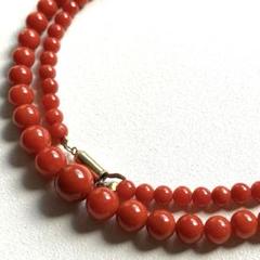 赤珊瑚 丸玉 グラデーション ネックレス 4.9-8.0㎜ シルバー 刻印 赤珊瑚 丸玉 グラデーション ネックレス 4.9-8.0㎜ シルバー