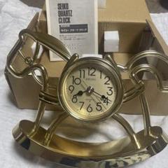 SEIKO OZ 396Gクォーツ時計 ロッキングホース型 ゴールド 木馬