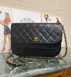VINTAGE CHANEL マトラッセダブルフラップ チェーンショルダーバッグ