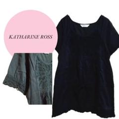 【キャサリンロス】KATHARINEROSS♡綿100♡レース刺繍【М】黒♡半袖
