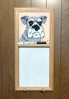 パピヨン絵タイル付き木製メモボードアメリカン