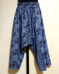 着物パンツ【咲】サルエル スカーチョ ちりめん 和柄 ハンドメイド クセになる開放感。和風 和柄 中華風 中国風 オリエンタル