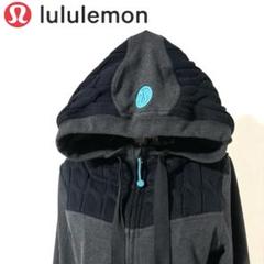 Lululemon フルジップフーディスウェット　ケーブルニット混合　ロゴ刺繍 Lululemon フルジップフーディスウェットケーブルニット混合ロゴ刺繍