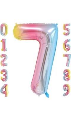 40インチ 数字バルーン シルバー 誕生日風船 数字『7』アルミ風船 誕生日