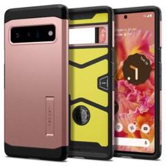 Pixel6 Pro ケース 耐衝撃 三重構造 スタンド機能 ローズゴールド
