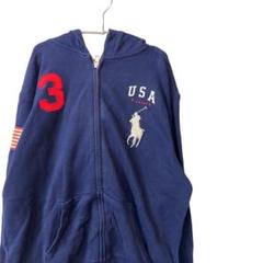 poloラルフローレン キッズ 160cm ネイビー ジップパーカー ロゴ
