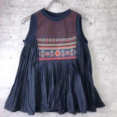 レトロ トラッド カントリー古着 チロリアン刺繍 刺繍 プリーツ ワンピース