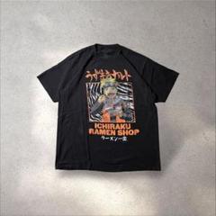 NARUTO うずまきナルトアニメTシャツ一楽ブラック黒かすれプリント漫画